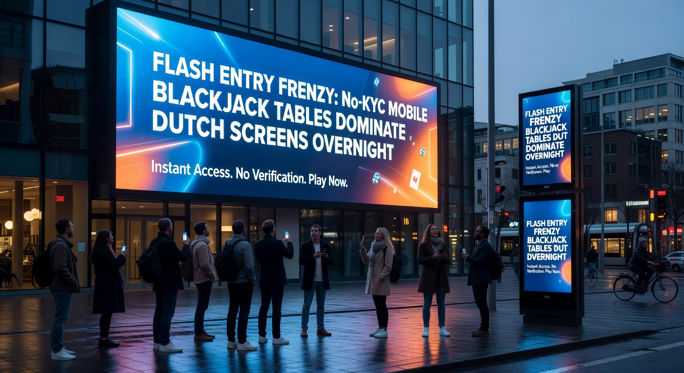 Mobiele blackjack tafel met flitsende no-KYC toegang op Nederlands smartphone-scherm, symboliserend de plotselinge dominantie