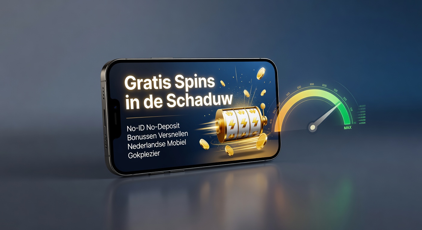 Schaduwrijke illustratie van een hand die gratis spins activeert op een mobiel scherm, met Nederlandse vlag en casino-iconen op de achtergrond