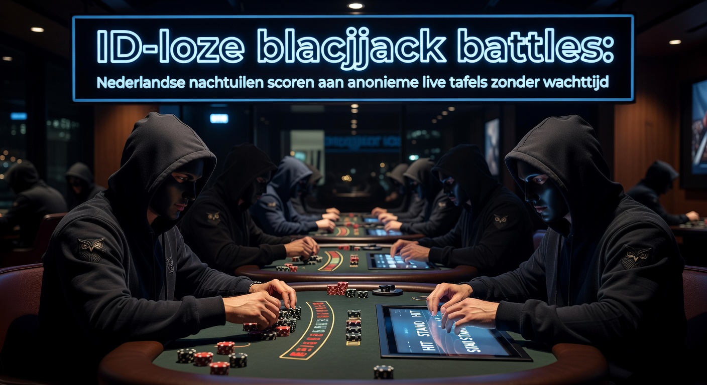 Nederlandse nachtspeler geniet van anonieme live blackjack sessie zonder verificatie, met dealer en kaarten in actie