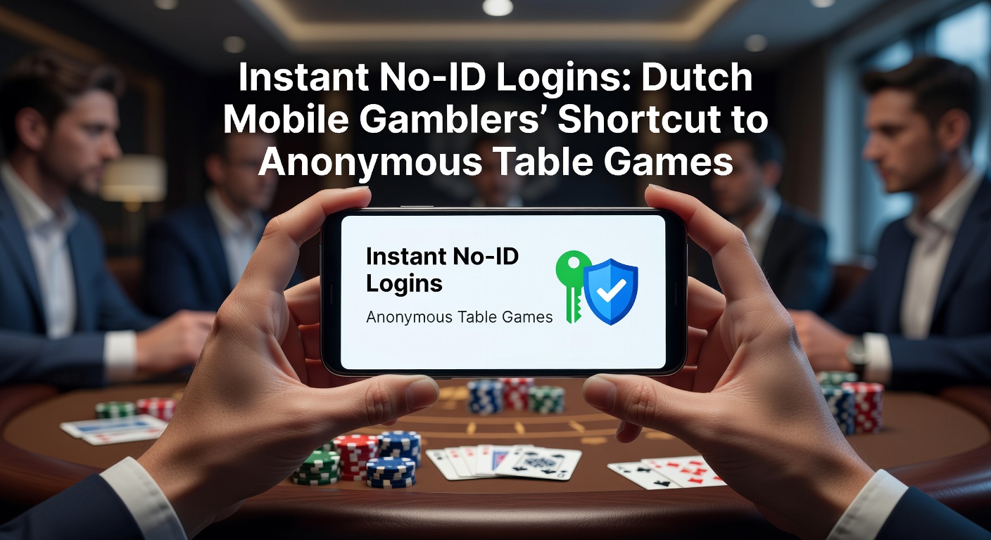 Mobiele telefoon met open tafelspel-app op een Nederlands straatje, symboliserend snelle anonieme toegang tot blackjack en roulette