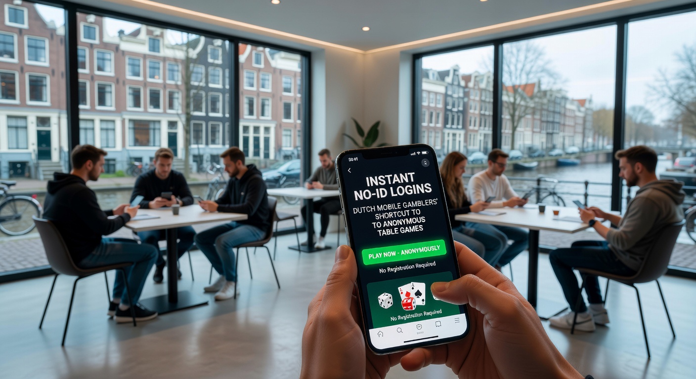 Live dealer aan een roulette-tafel op een mobiel scherm, met anonieme login-indicator en Nederlandse vlag op de achtergrond