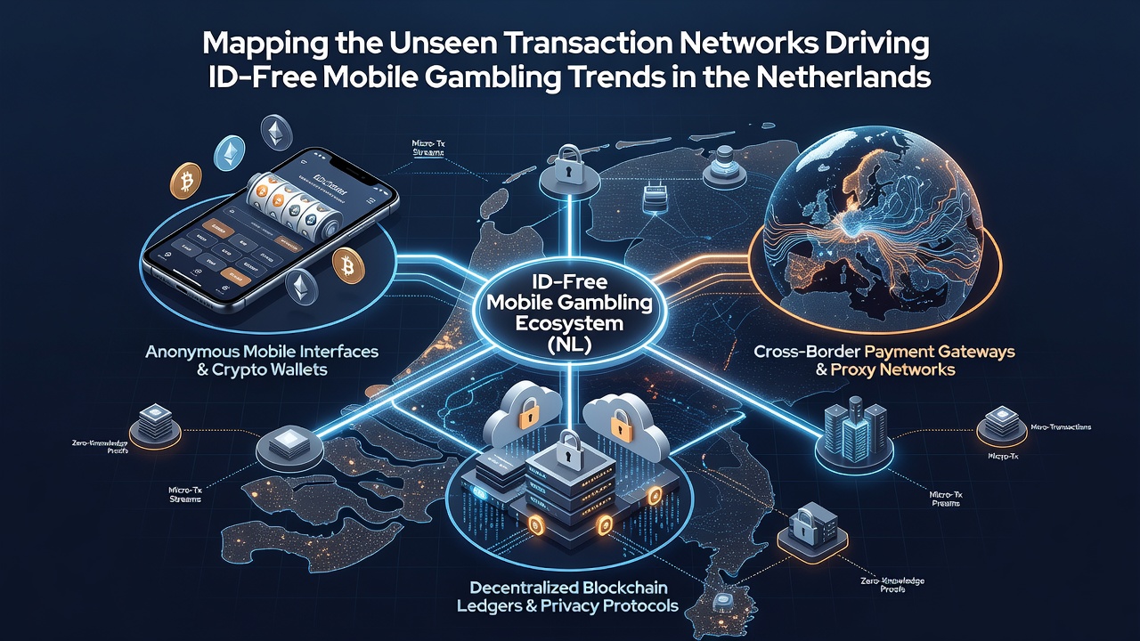 Diagram van crypto en e-wallet verbindingen in anonieme goktransacties