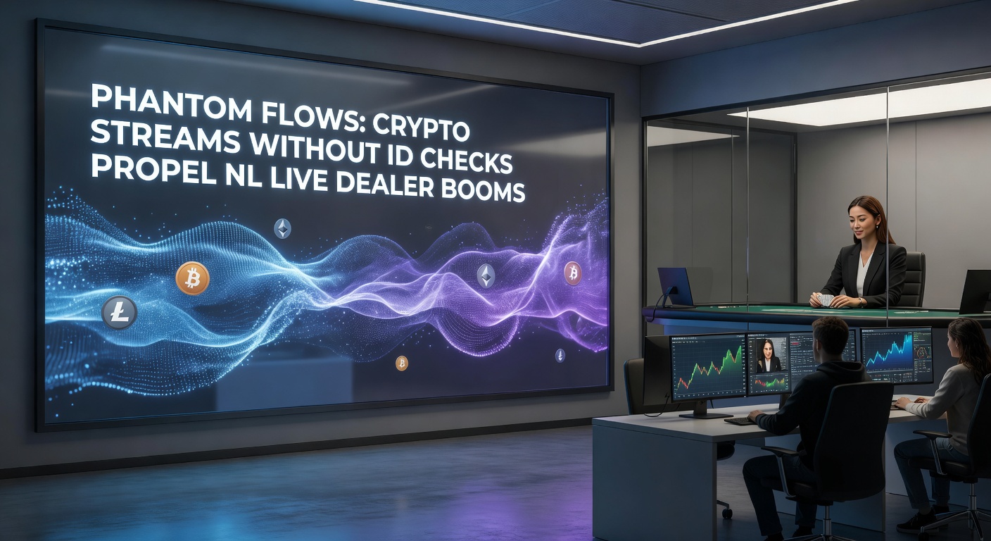 Grafiek met stijgende lijnen van crypto-transacties en live dealer-sessies in Nederlandse online casino's, symboliserend de snelle groei zonder ID-controles