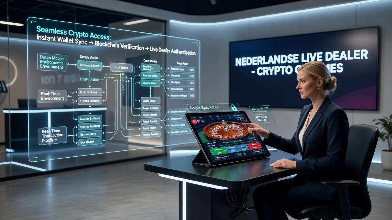 Crypto wallet interface gekoppeld aan mobiele live dealer game