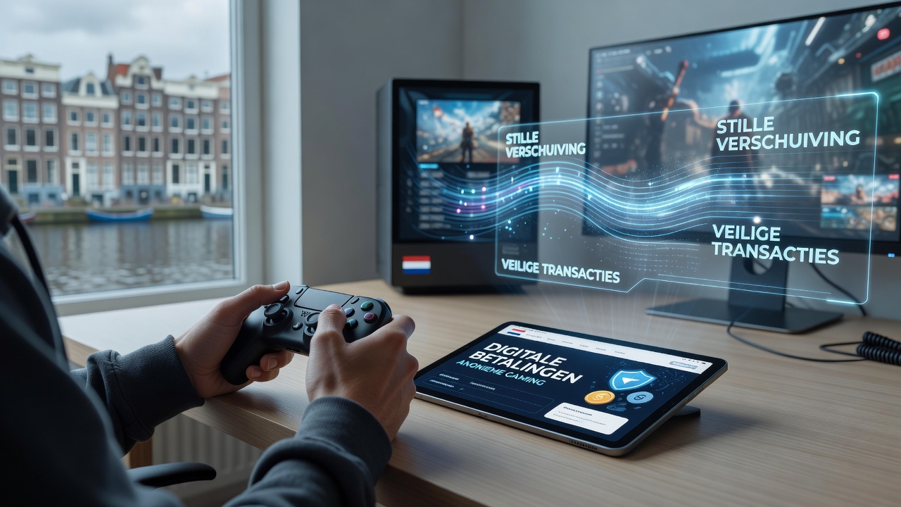 Illustratie van digitale betalingen en anonieme gokinterfaces op mobiele apparaten in Nederland